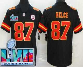 Mens Kansas City Chiefs #87 Travis Kelce Limited Black Super Bowl LVII Vapor Jersey->kansas city chiefs->NFL Jersey